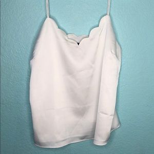 White Silk Scalloped Tank